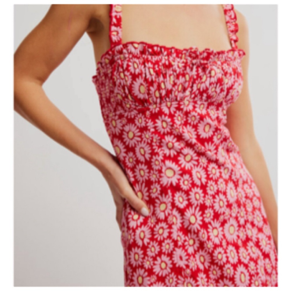 Free People LUCINDA FLORAL PRINT MIDI DRESS SIZE MEDIUM - Picture 3 of 11